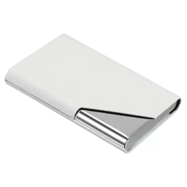 3.7x2.4x0.5 Inch Business Card Holder PU Leather Cover Name Cards Case White