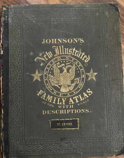 1863 Johnson's New Illustrated Family Atlas, 68 Civil War Maps Texas Mexico