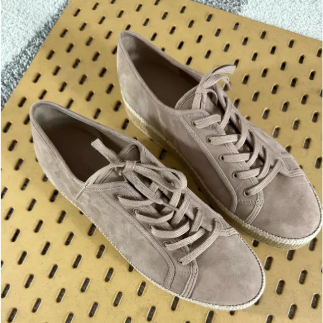 Vince sneakers womens SZ 10 wendell suede platform low top lace up in oatmeal 3