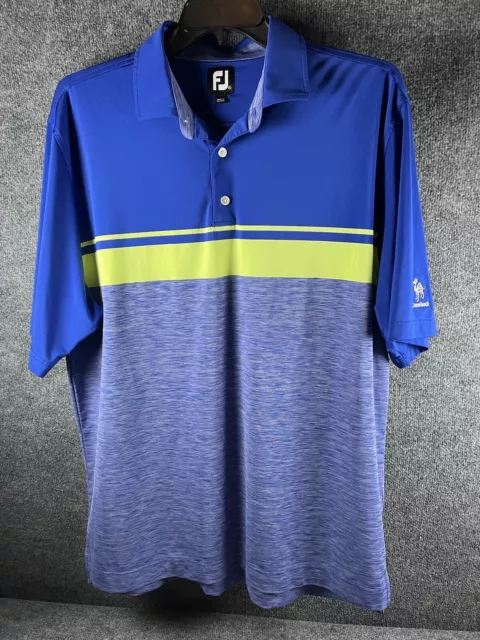 FOOTJOY FJ STRIPED Blue Yellow Golf Polo Shirt Short Sleeve Stripes ...