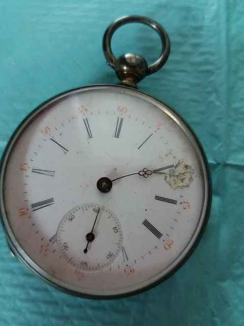 Montre De Gousset Lacroix Suisse En Argent & Porcelaine | Vintage XXe Siècle | Mécanique