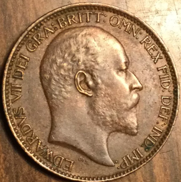 1902 Uk Gb Great Britain Farthing Coin