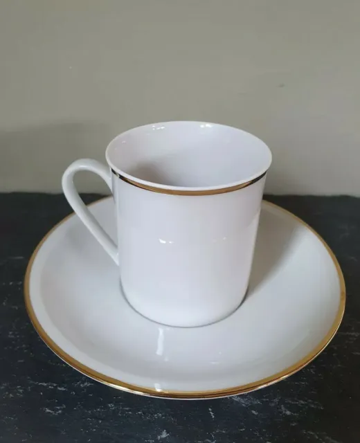 Arzberg Hutschenreuther Gruppe Germany White Gold Trim Coffee Cup and Saucer 2
