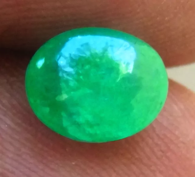 BEAUTIFUL 1.74CTs EMERALD CABOCHON GEMSTONE 100%Natural un-Heated OVAL cut