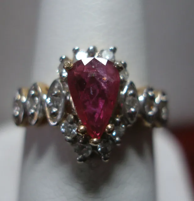 14Kt Genuine Ruby & Diamond Ring