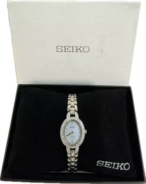 Seiko Tressia Diamond Mother Of Pearl Dial Women’s Watch Sup325 - Open Box