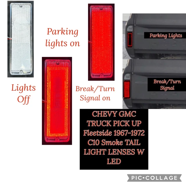 CHEVY GMC TRUCK PICK UP Fleetside 19671972 C10 CLEAR TAIL LIGHT LENSES