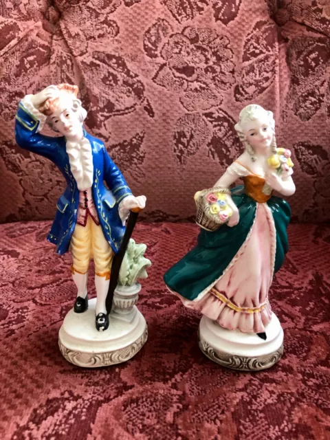 Vintage Hand Made Hand Painted Italian Fine Pottery "Courtier" Figurines