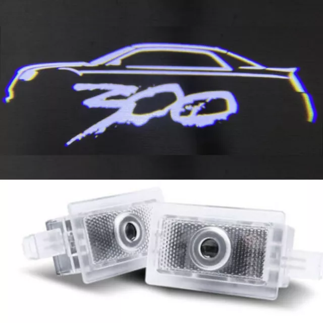 New 2x White Car LED Door Shadow Projector Lights HD For Chrysler 300 2005-2021