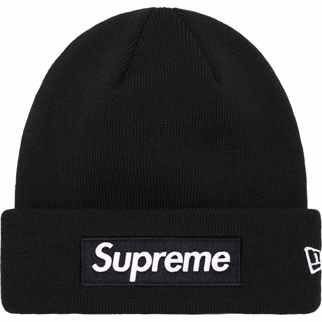 Beanie logo scatola Supreme New Era (FW23) nero ORDINE CONFERMATO