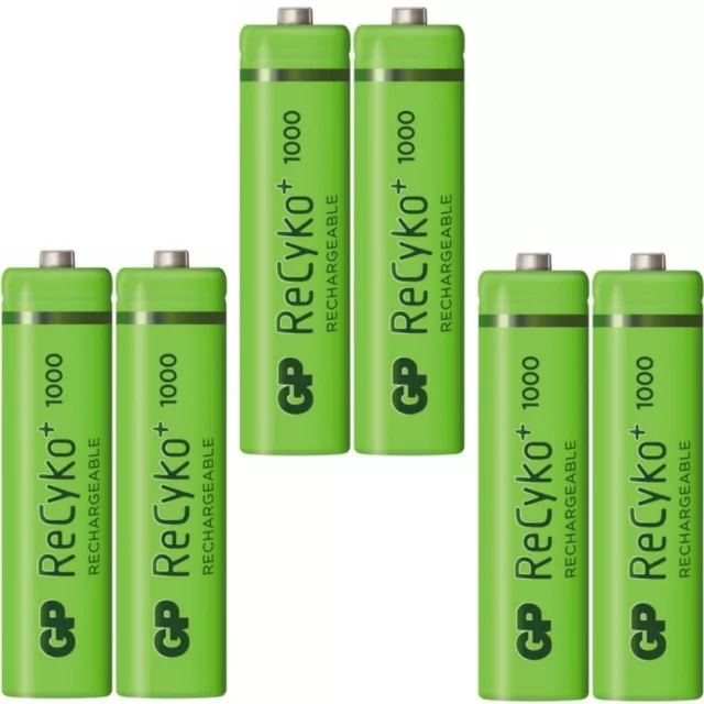 6 x GP AAA ReCyKo Rechargeable  1000 series Batteries mAh