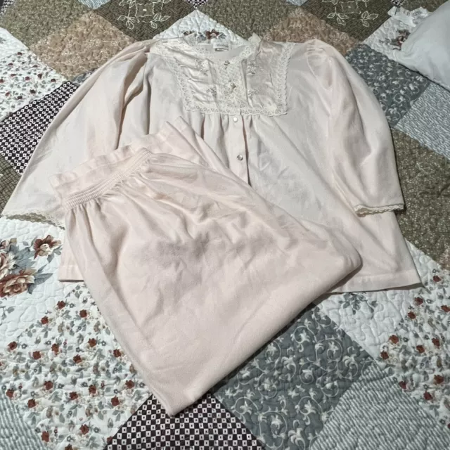 Vintage Barbizon Pajamas 2-Piece Set Top Pants Pink Micro Denier Sz Extra Large