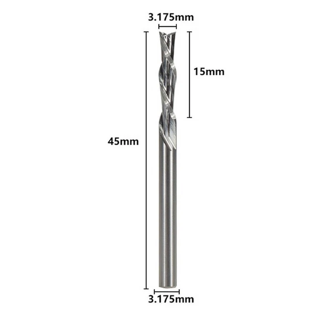 1/8 Shank 2-Flutes Solid Carbide Down Cut Spiral End Mill Cutter CNC Router-Bit