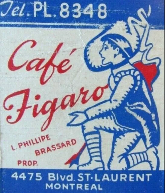 Cavalier Matchbook Matchcover: Café Figaro Nightclub (Montreal, Quebec) -E13
