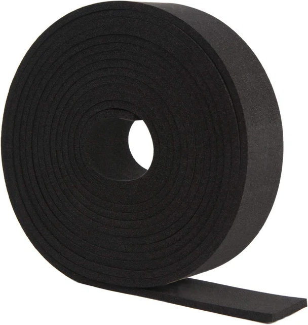 Neoprene Foam Strip Roll by Dualplex, 2" Wide x 10' Long x 1/16" Thick, Black
