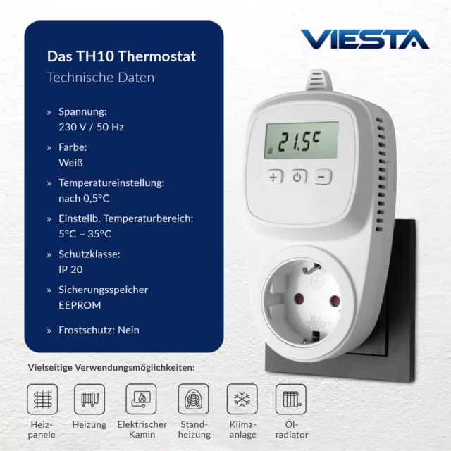 Thermostat mit EEPROM für Infrarotheizung Heizpaneel Heizung Heizkörper TH10