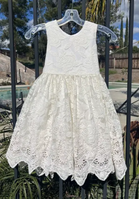 Ivory Rose Venise Lace Easter Dress Size 5 Vintage Custom Made