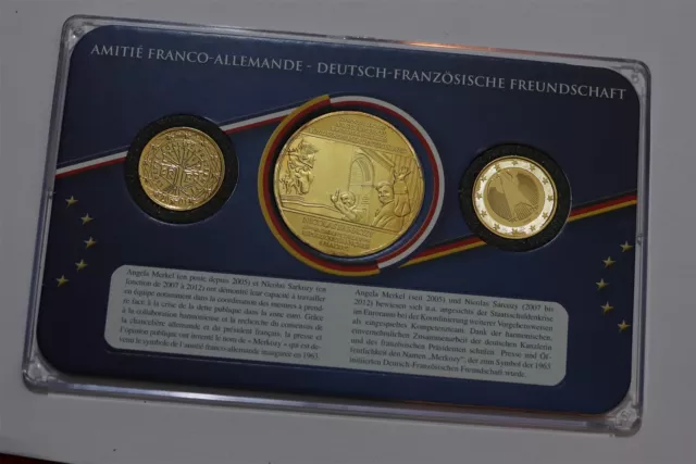 🧭 🇩🇪 Germany France Friendship Pact Cased Coin & Medal Set B62 #227