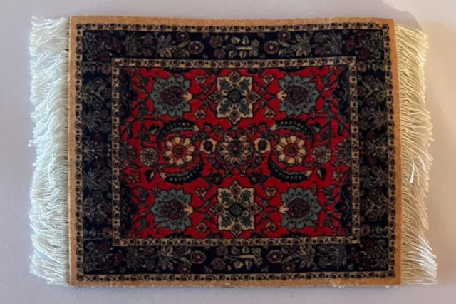 Tapestry Rug Coaster Oriental Miniature Dollhouse Carpet Rug MMA Red Blue & Tan