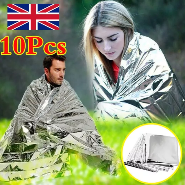 10x Waterproof Emergency Foil Blanket Thermal Camping First Aid Survival Rescue