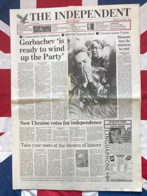 1991 Newspaper Russia Revolution Glasnost Gorbachev End of USSR Communism