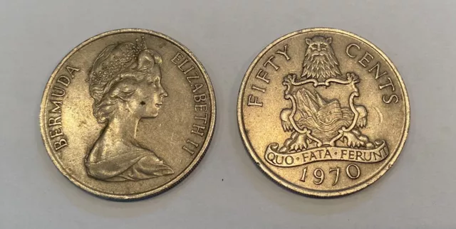 Bermuda 1970 Fifty Cent Piece Set Of Two