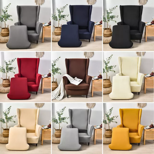 Elastic Wing Back Chair Cover Arm Sofa Chair Slipcover Protector Solid Color