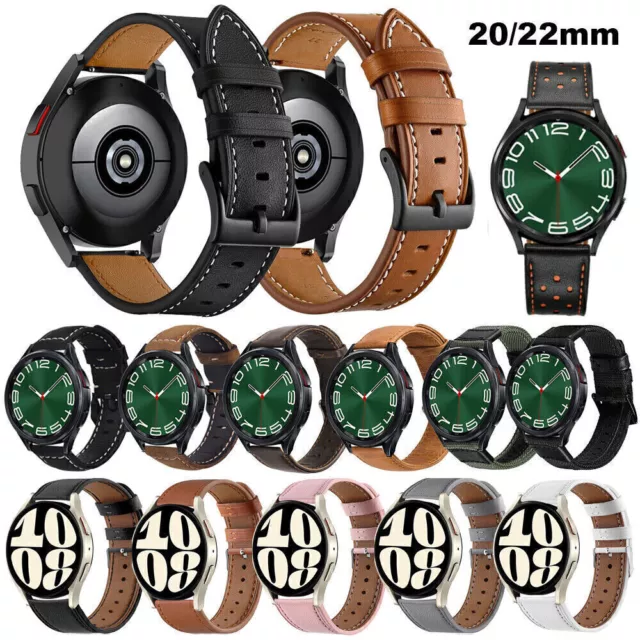 For Samsung Galaxy Watch 4/5/5 Pro/6 40/44/45/42/46/43/47mm Leather Band Strap