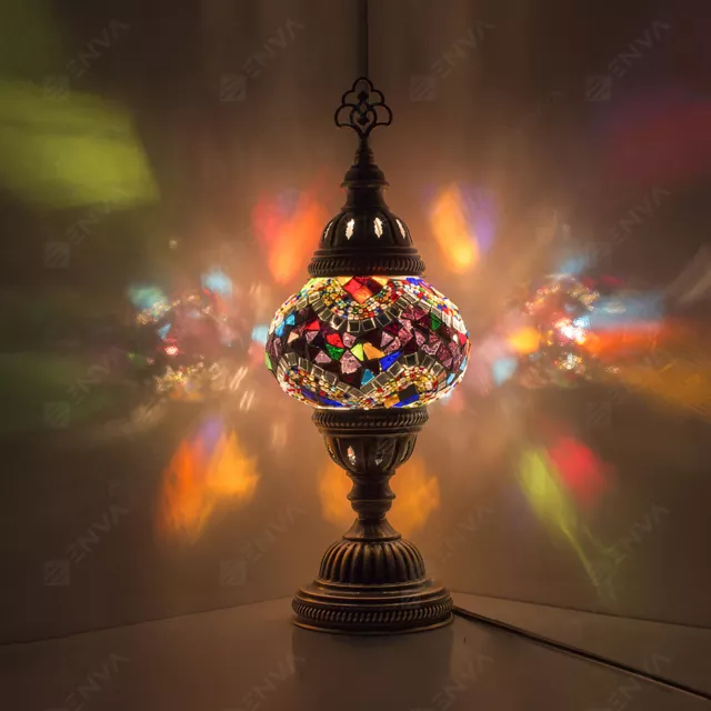 Lampada da comodino scrivania in mosaico Tiffany fatta a mano turco marocchino