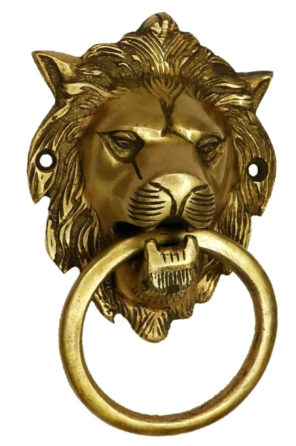 Lion Shape Victorian Style Handmade Brass Door Knocker Home Office Decor Figure
