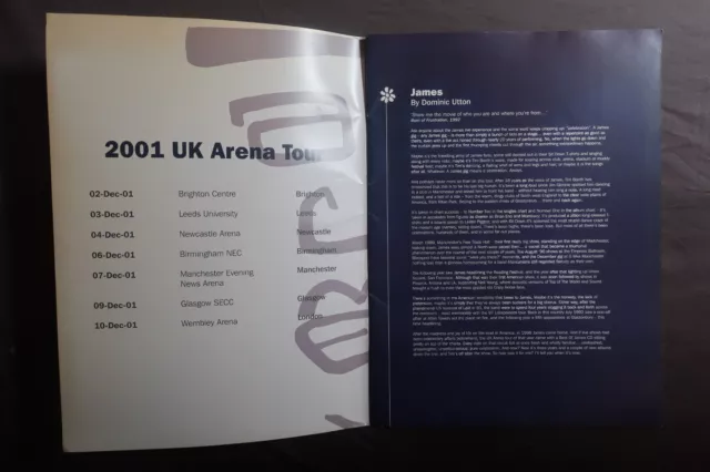 JAMES 2001 UK Arena tour ~ Tour Programme + Ticket! 3