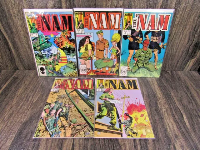 5 VTG 1986 Marvel Comic the Nam 1-15-16-20-21 Vietnam War Stories Michael Gorden