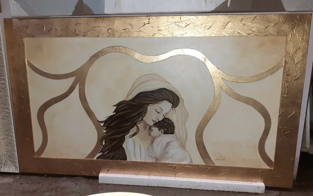 Quadro Klimt Maternità 50x70cm - Cornice Bianco Oro Made In Italy - Foto 7