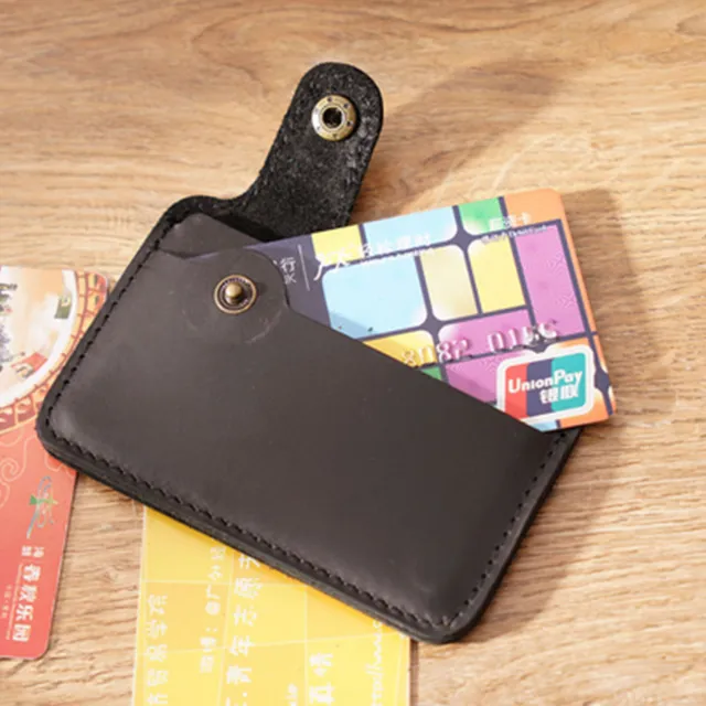LEATHER Men Small ID Credit Card Wallet Holder Slim Case Pocket