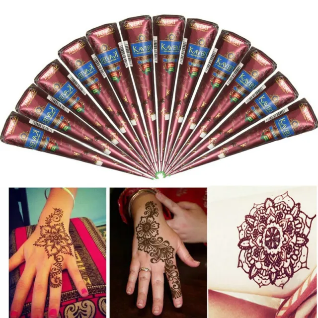 3 Colors Body Art Paint Natural Herbal Henna Cones Temporary Tattoo Mehandi ink