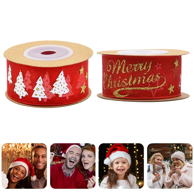 2 Rolls Wrapping Ribbons Bronzing Ribbon Hair Bows Xmas Gift Ribbon
