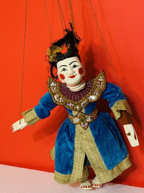 Vintage Hand Carved Wood Marionette Puppet Primitive Japanese Unique and Rare.