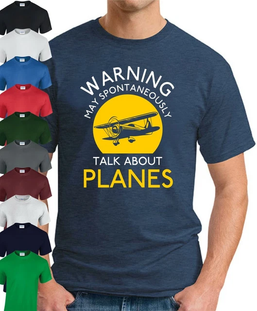 T-shirt MAY SPONTALLY TALK ABOUT AIRPLANES > Slogan divertente novità top aereo