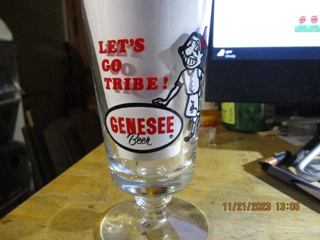 ONE Vintage footed Let's Go Tribe Beer Glass Genesee Brewery