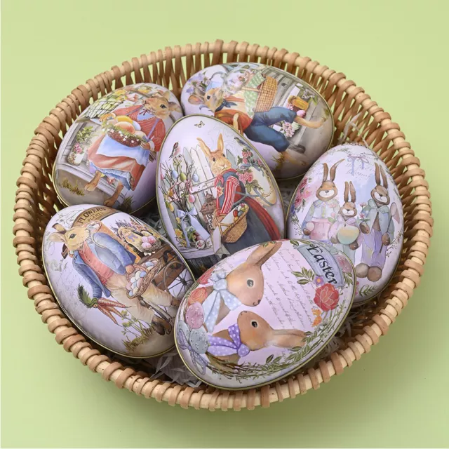 MY# Egg Easter Color Rabbit Egg Tin Candy Eggshell Box Egg Cute Box Home Decorat