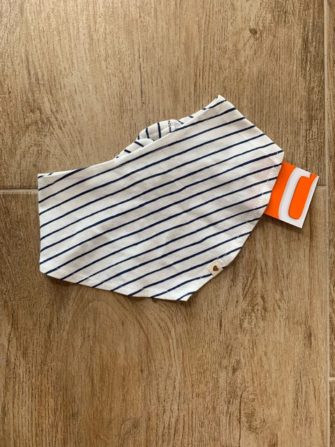 Baby Halstuch- One Size- Blau/ Weiss Gestreift- Mit Herz Gold- Neu!