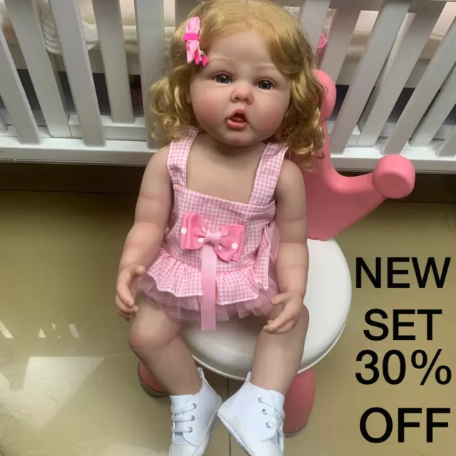 Realistic Baby Care Doll Girl Newborn Dolls Lifelike Toddler 55CM Blond Big 2022