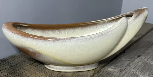 Vintage Frankoma Pottery Crescent Moon Desert Gold Planter Vase Bowl Dish #211