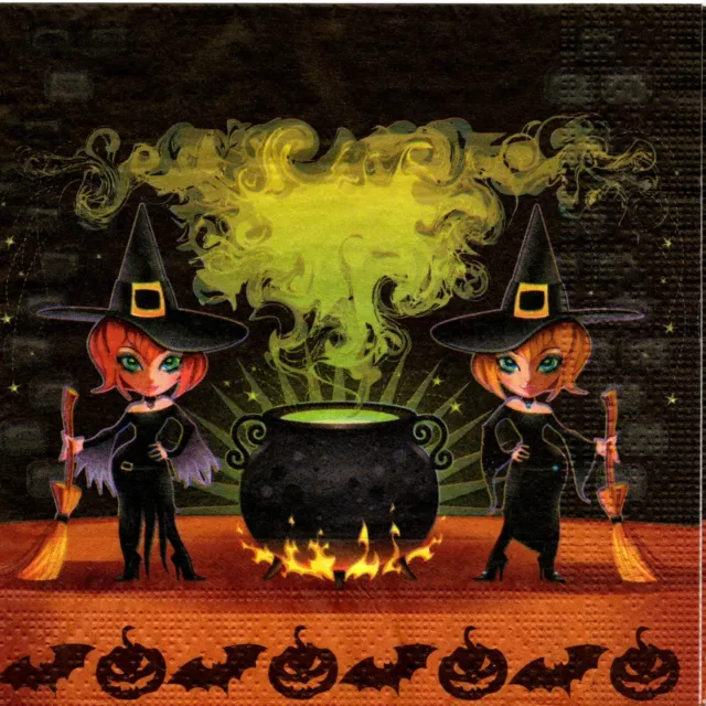 Serviettes En Papier Sorcieres Halloween. Paper Napkins Witches Halloween Witch