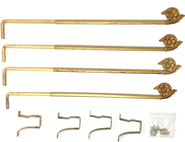 4 Vintage Swing Arm Adjustable Metal Curtain Rods & Brackets