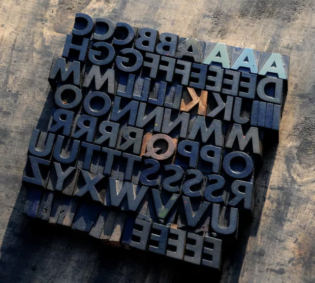 A-Z Holzbuchstaben 27 mm Plakatlettern Buchstaben wood type Alphabet shabby alt