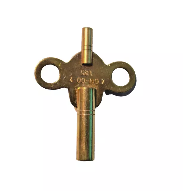 New Brass Double Ended Clock Key Size No 7 - 4.00 With 1.95mm Small End