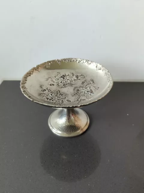 Y in Yacht Antimony Ware Yamatogumi Silver Plate Ornate Trinket Dish Ornate