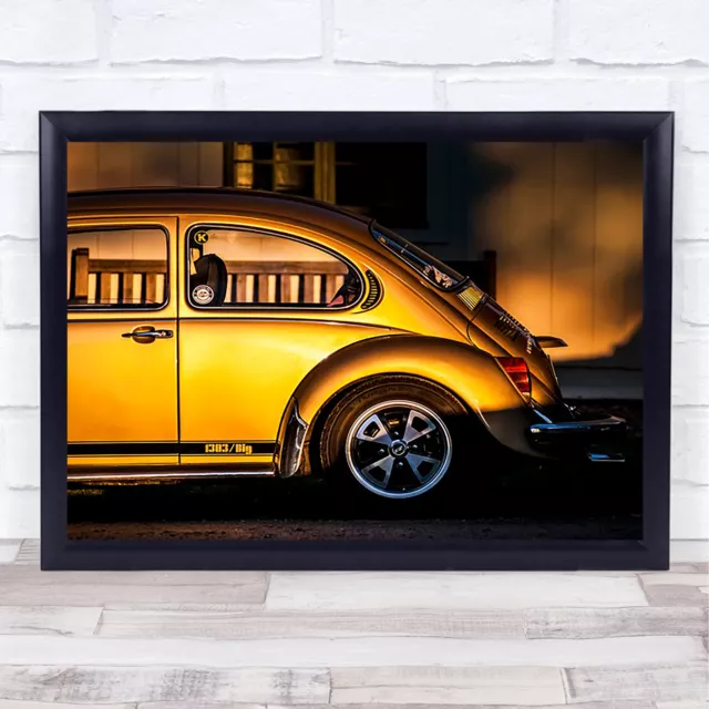 Wv Volkswagen Beetle Yellow Orange Car Classic Veichle Wall Art Print