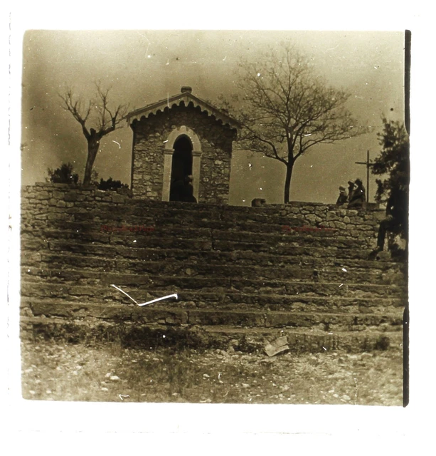 FRANCE Chapelle c1930 Photo Plaque de verre Stereo Vintage VR16L27n10